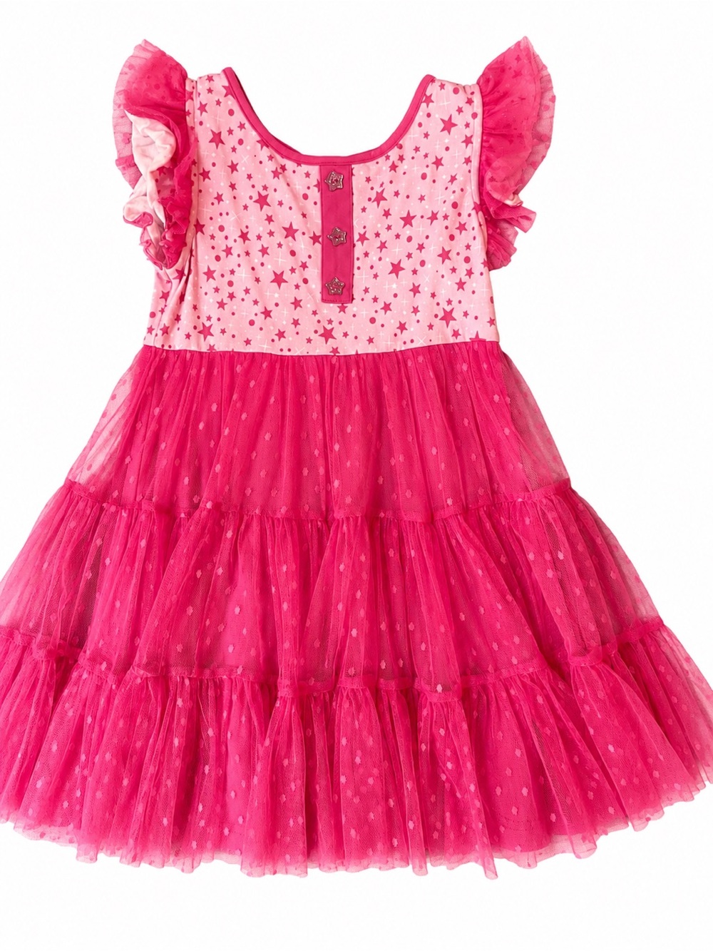 Love‎ Millie Girls' Pink Star Tiered Tulle Dress size 7